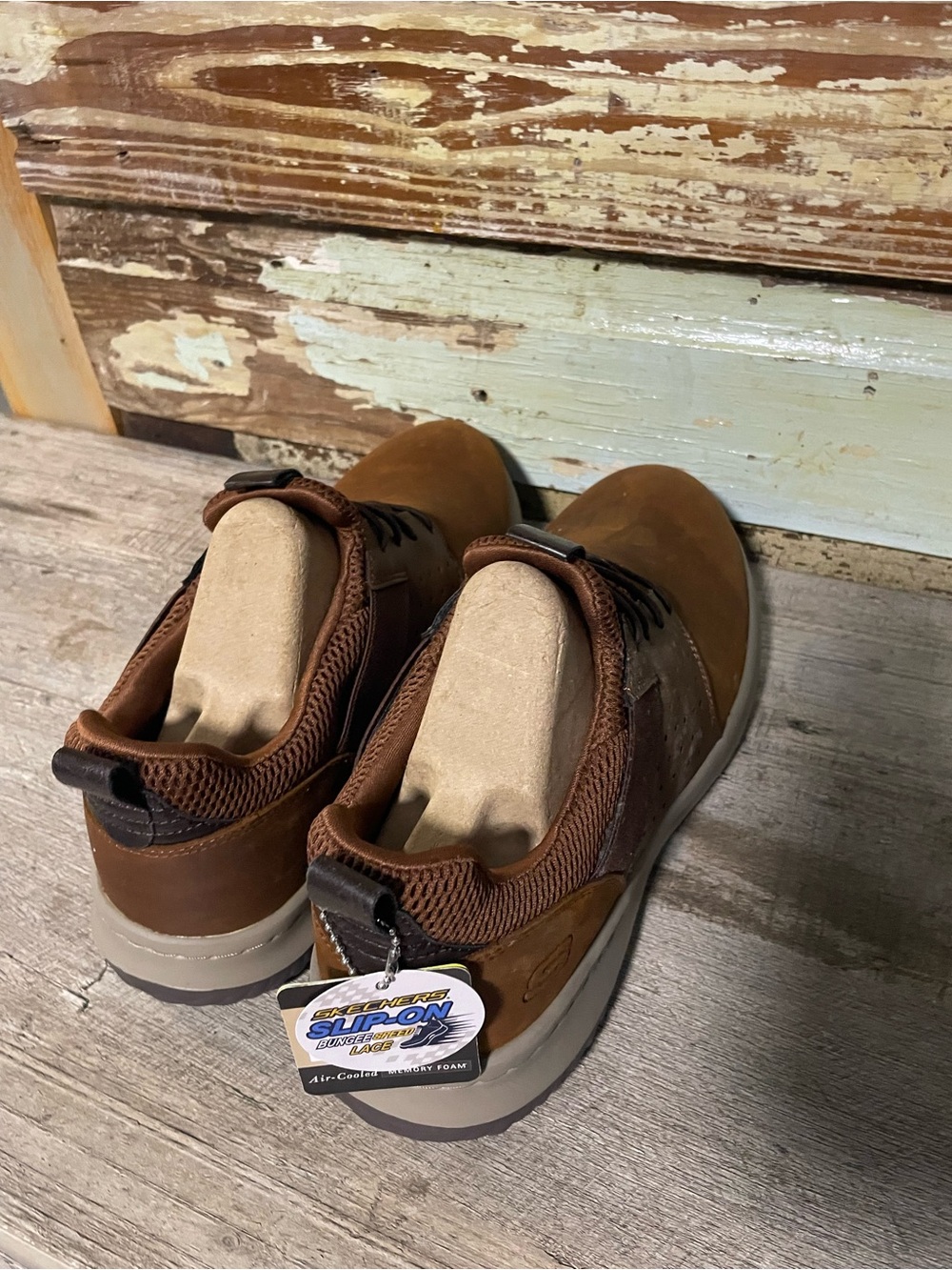 Skechers Men's Brown and Tan Lace-Up Casual Sneakers - Picture 4 of 6